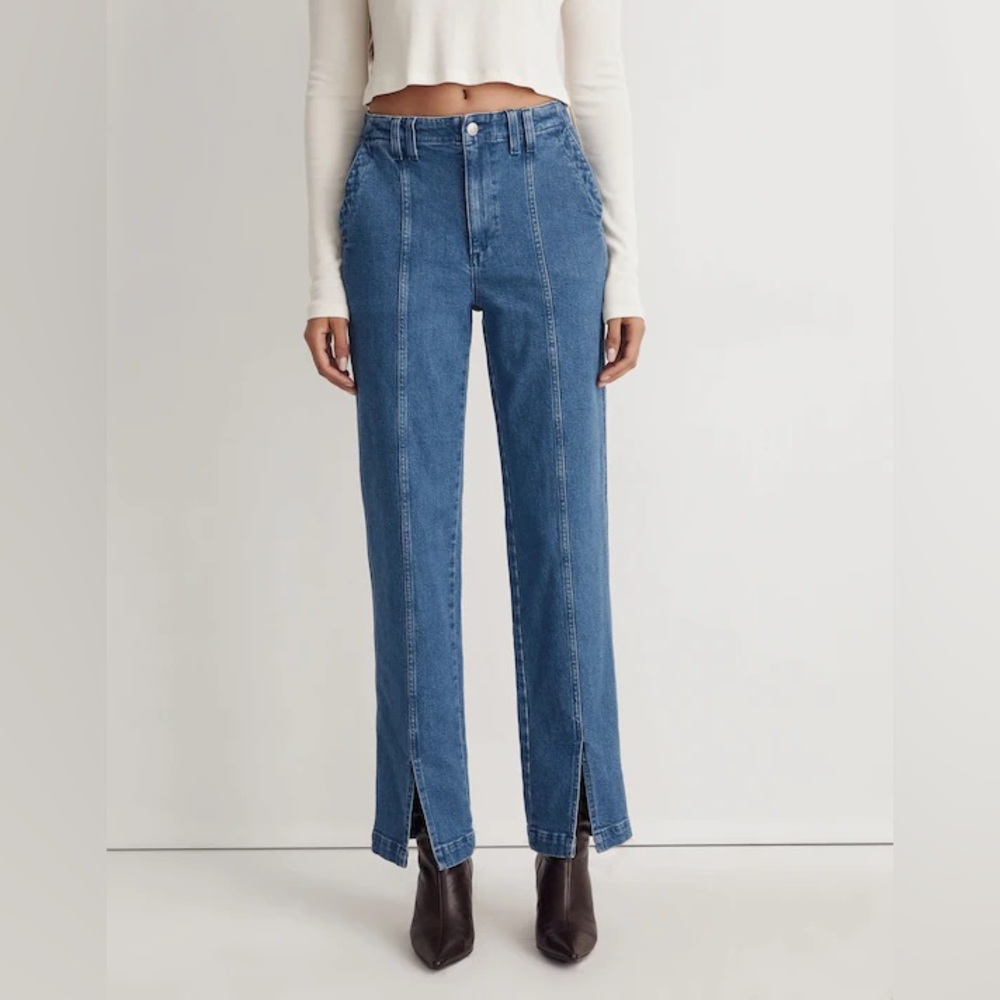 MADEWELL The Perfect Vintage Jean: Seamed Edition in Medium Indigo Wash
